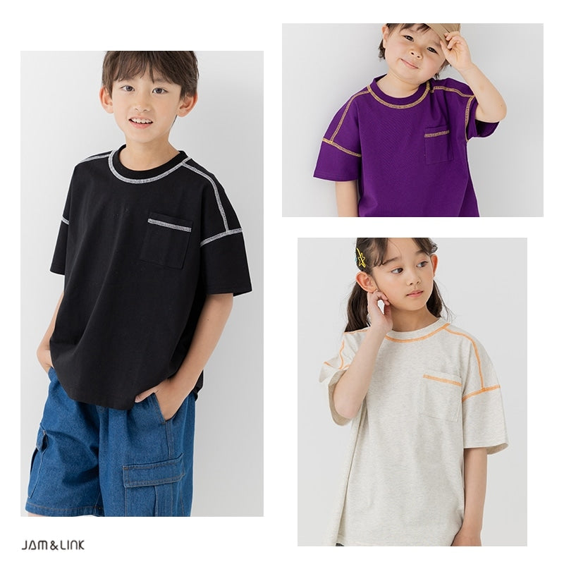 配色ステッチ半袖Tシャツ