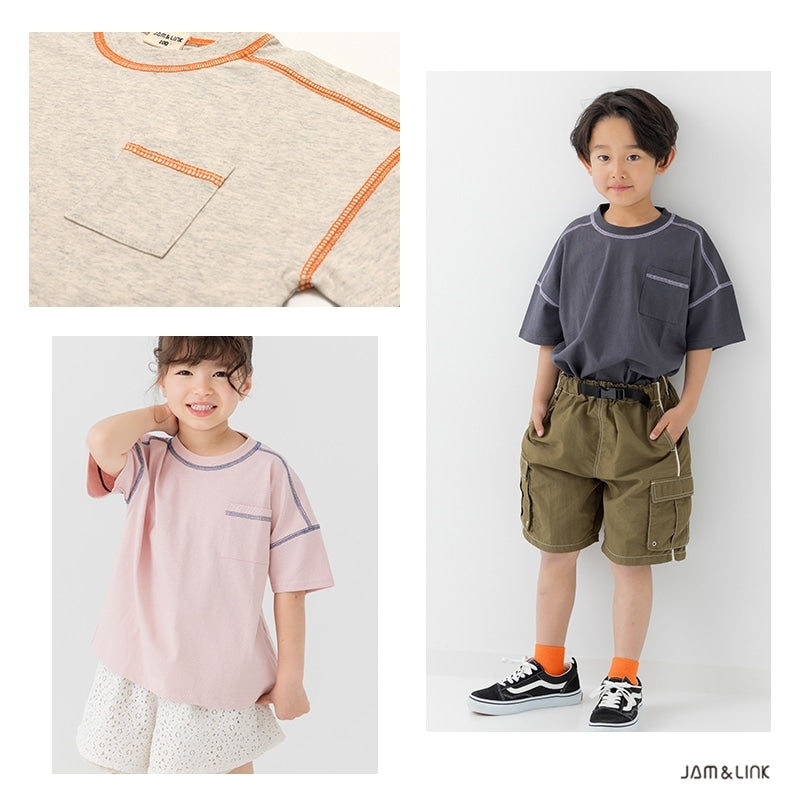 配色ステッチ半袖Tシャツ