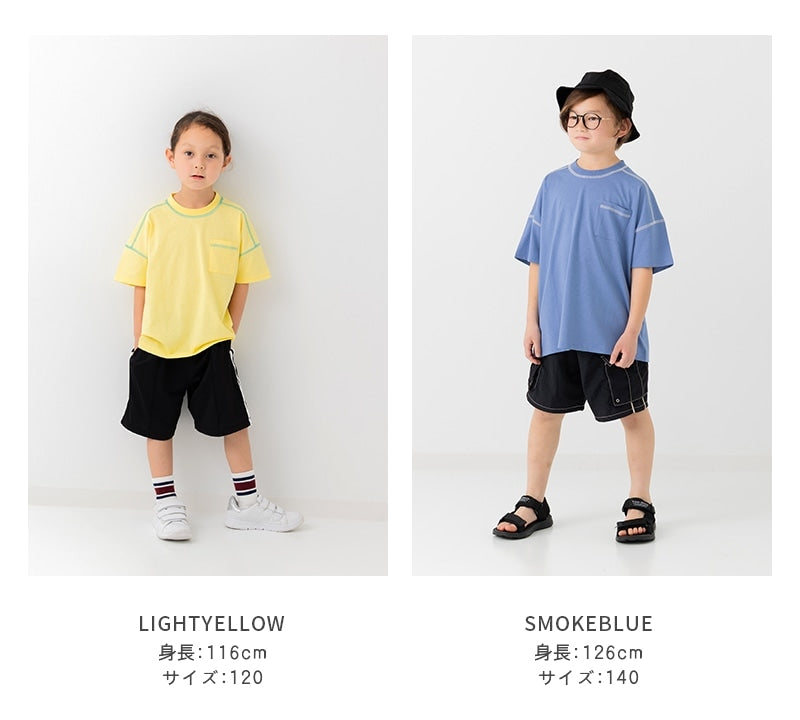 配色ステッチ半袖Tシャツ