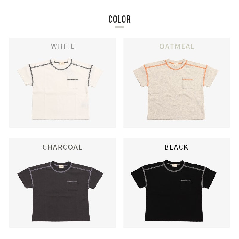 配色ステッチ半袖Tシャツ