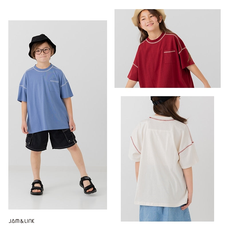 配色ステッチ半袖Tシャツ