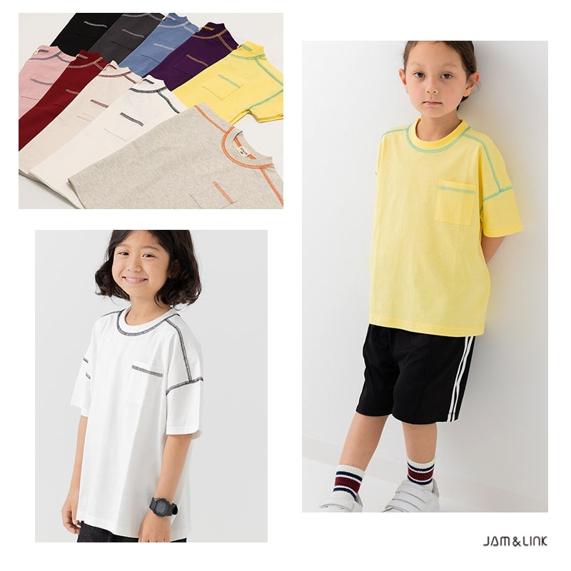 配色ステッチ半袖Tシャツ