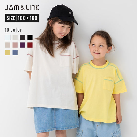 配色ステッチ半袖Tシャツ