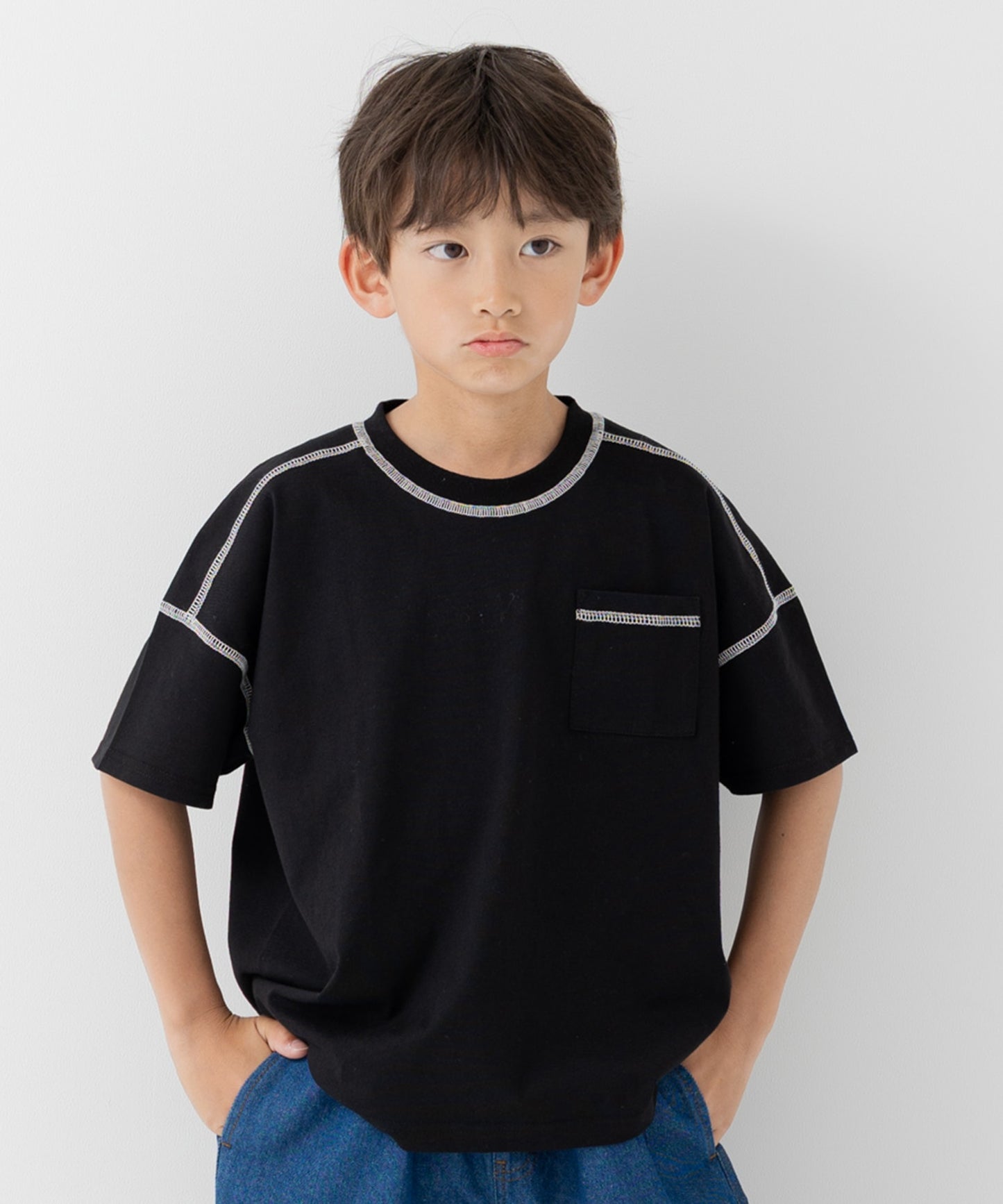配色ステッチ半袖Tシャツ