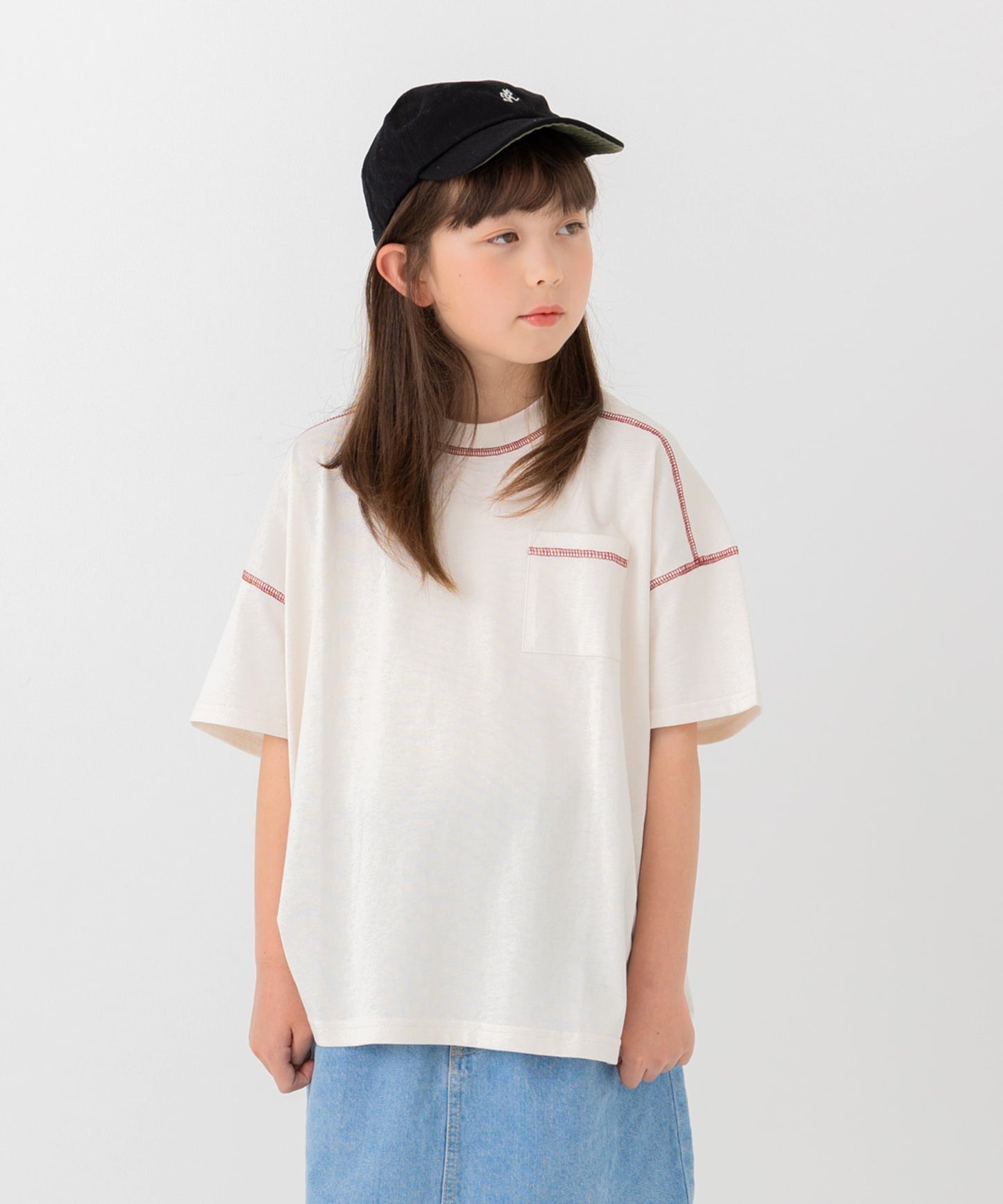 配色ステッチ半袖Tシャツ