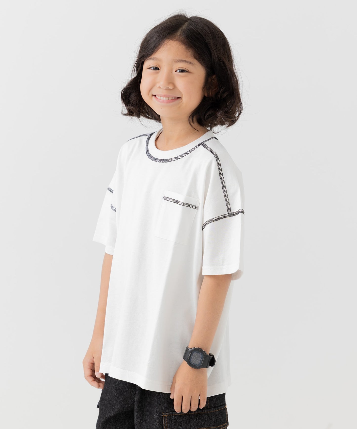 配色ステッチ半袖Tシャツ