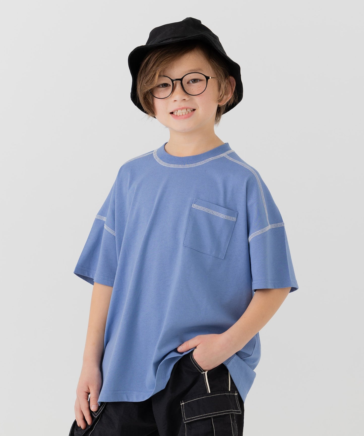 配色ステッチ半袖Tシャツ