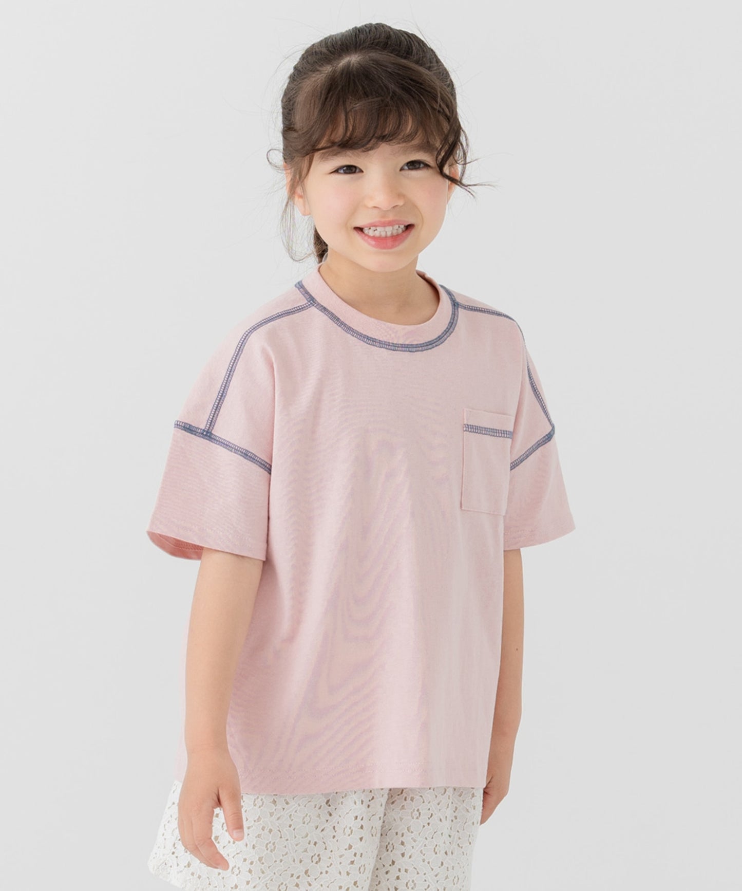 配色ステッチ半袖Tシャツ