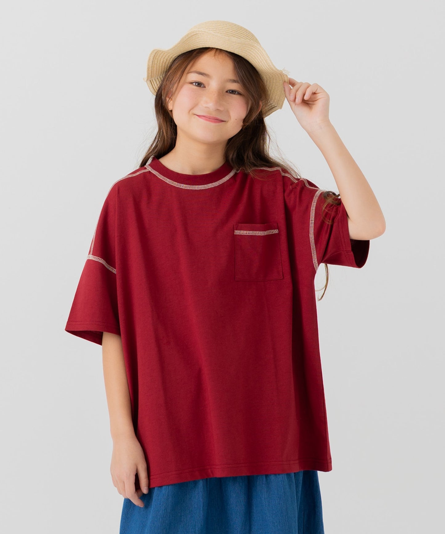 配色ステッチ半袖Tシャツ