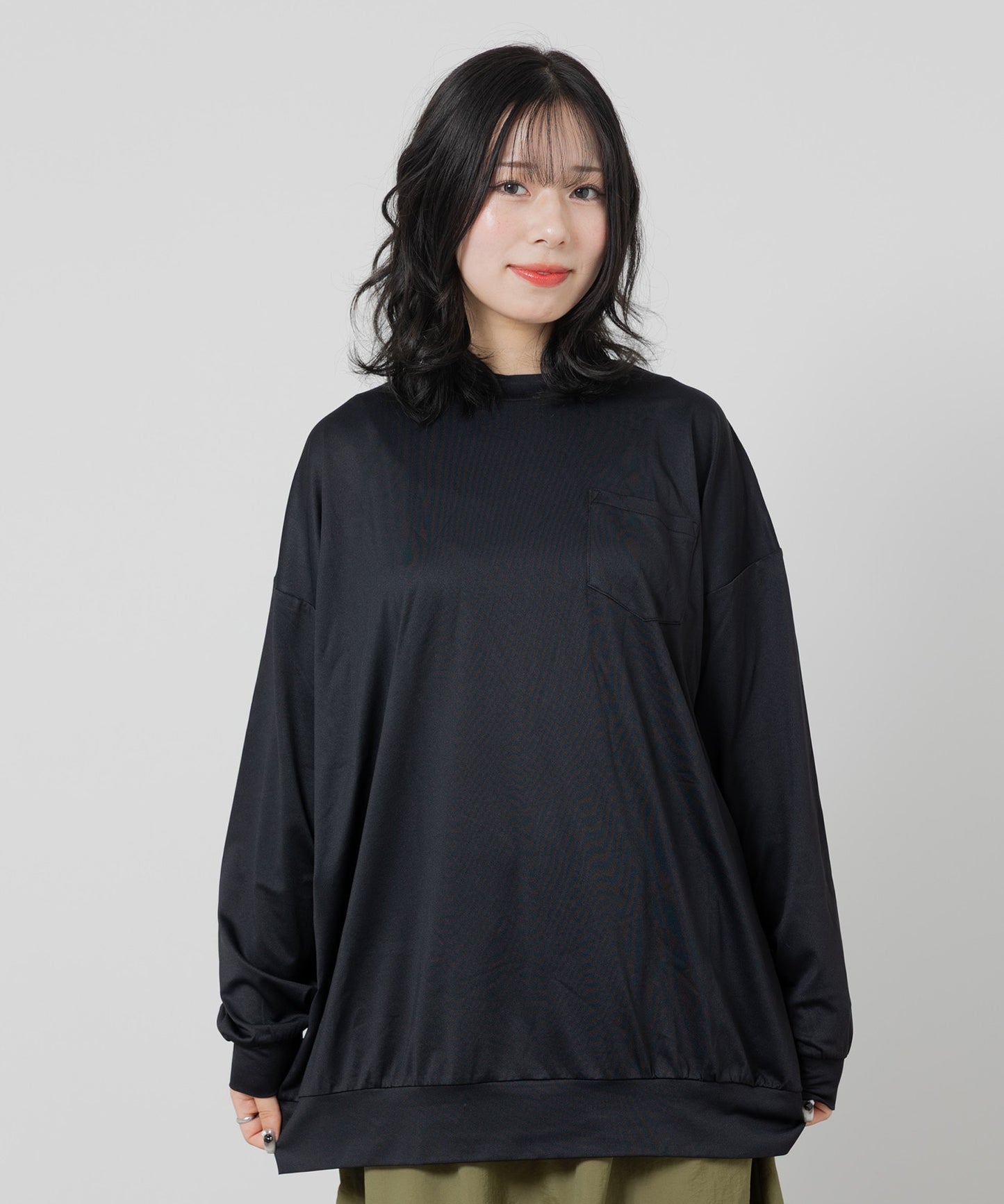 抗ピリング加工 ワイドシルエット 長袖Tシャツ（大人）