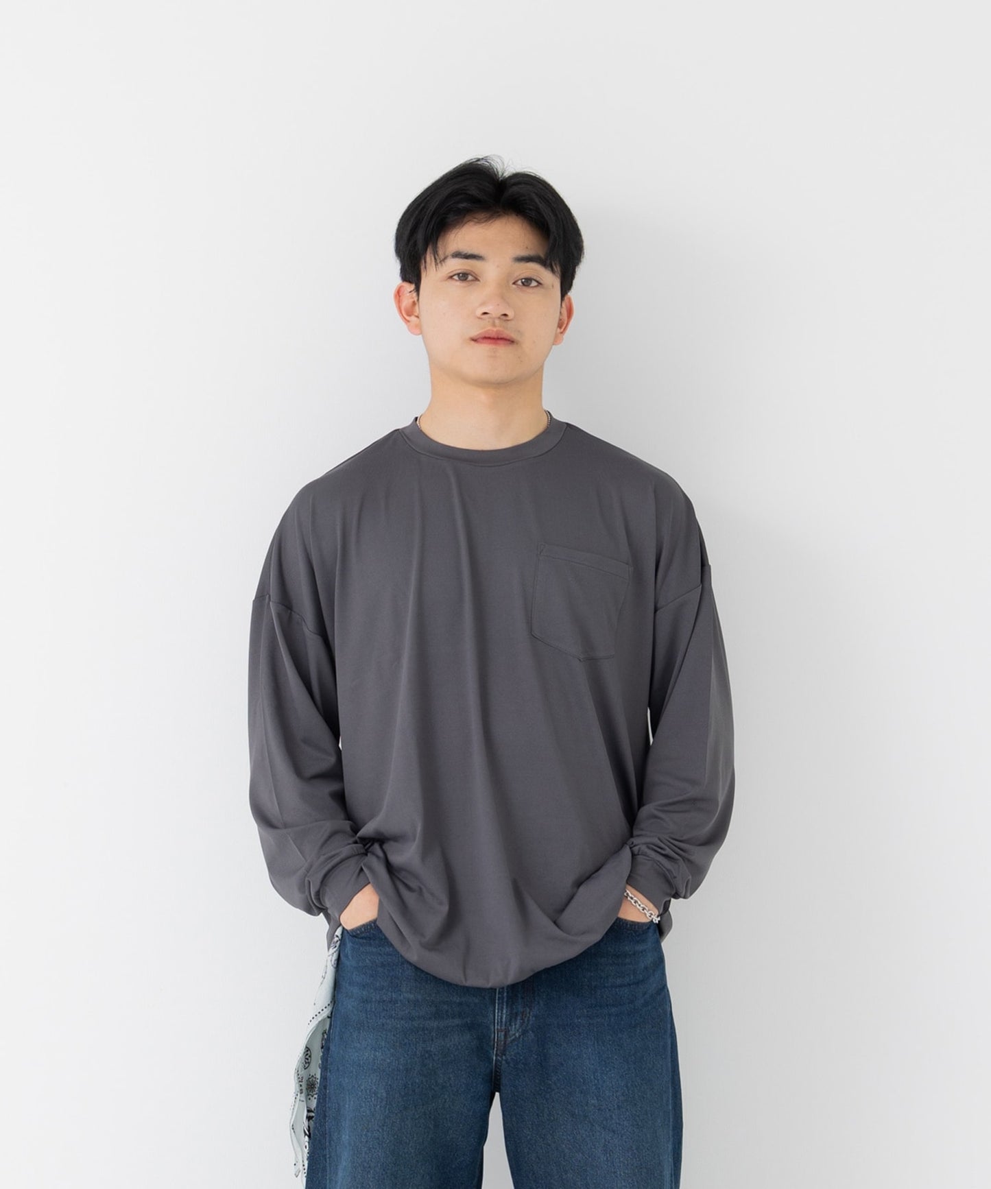 抗ピリング加工 ワイドシルエット 長袖Tシャツ（大人）