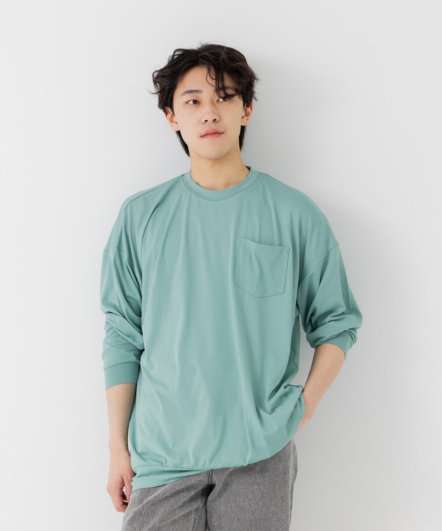 抗ピリング加工 ワイドシルエット 長袖Tシャツ（大人）