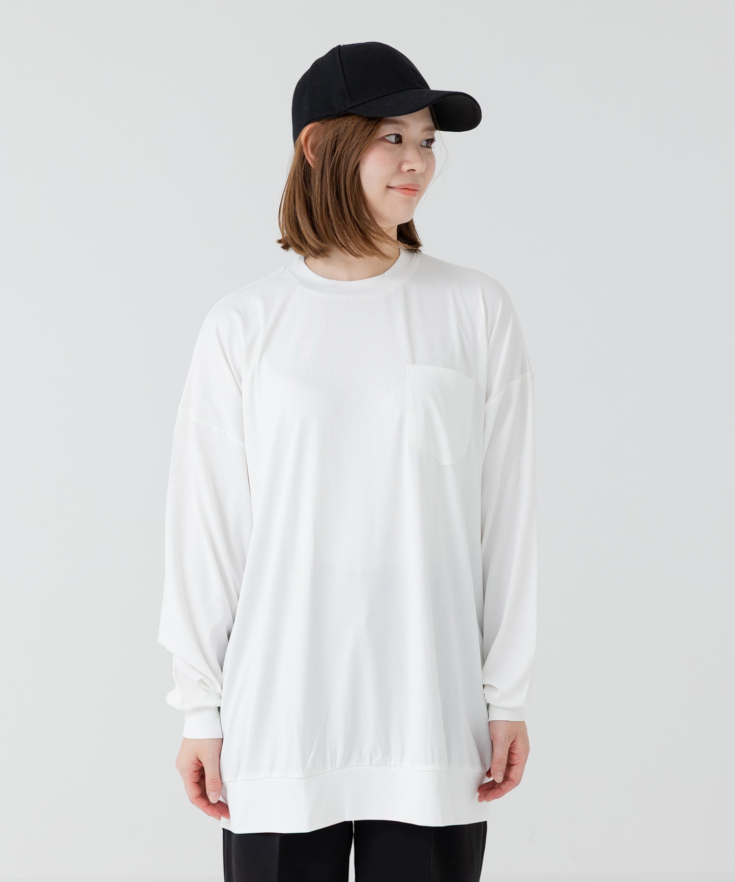 抗ピリング加工 ワイドシルエット 長袖Tシャツ（大人）