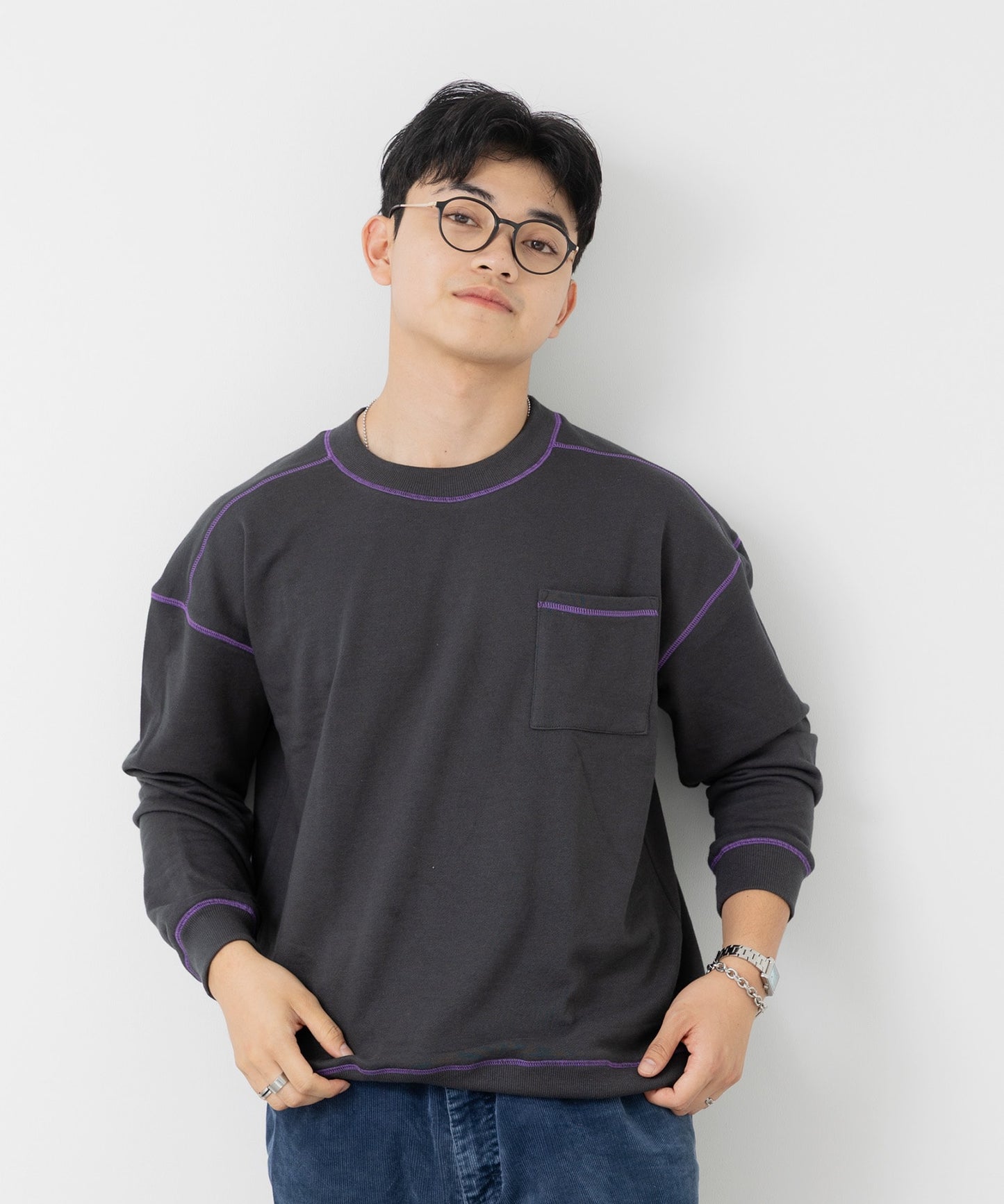 配色ステッチトレーナー（大人）