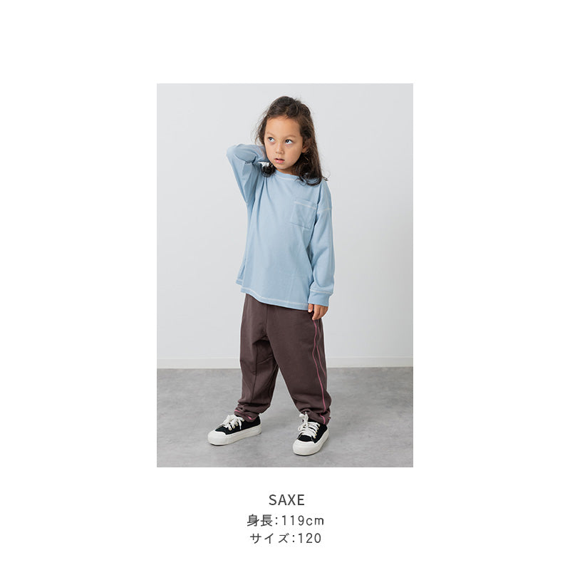 配色ステッチ長袖Tシャツ