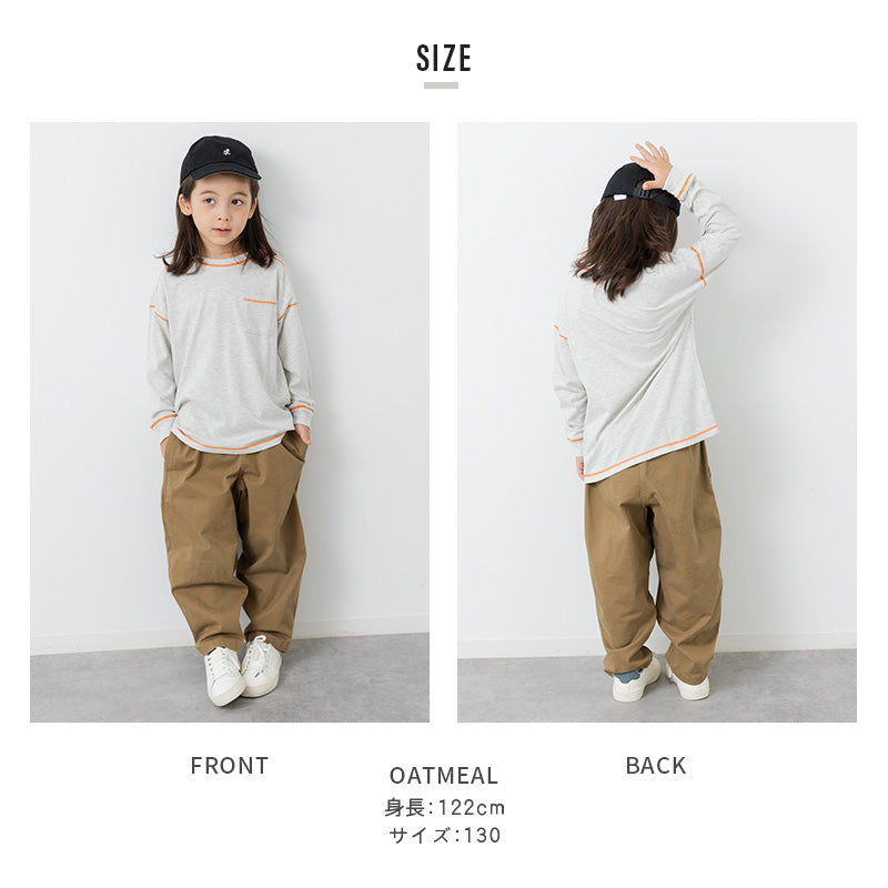 配色ステッチ長袖Tシャツ