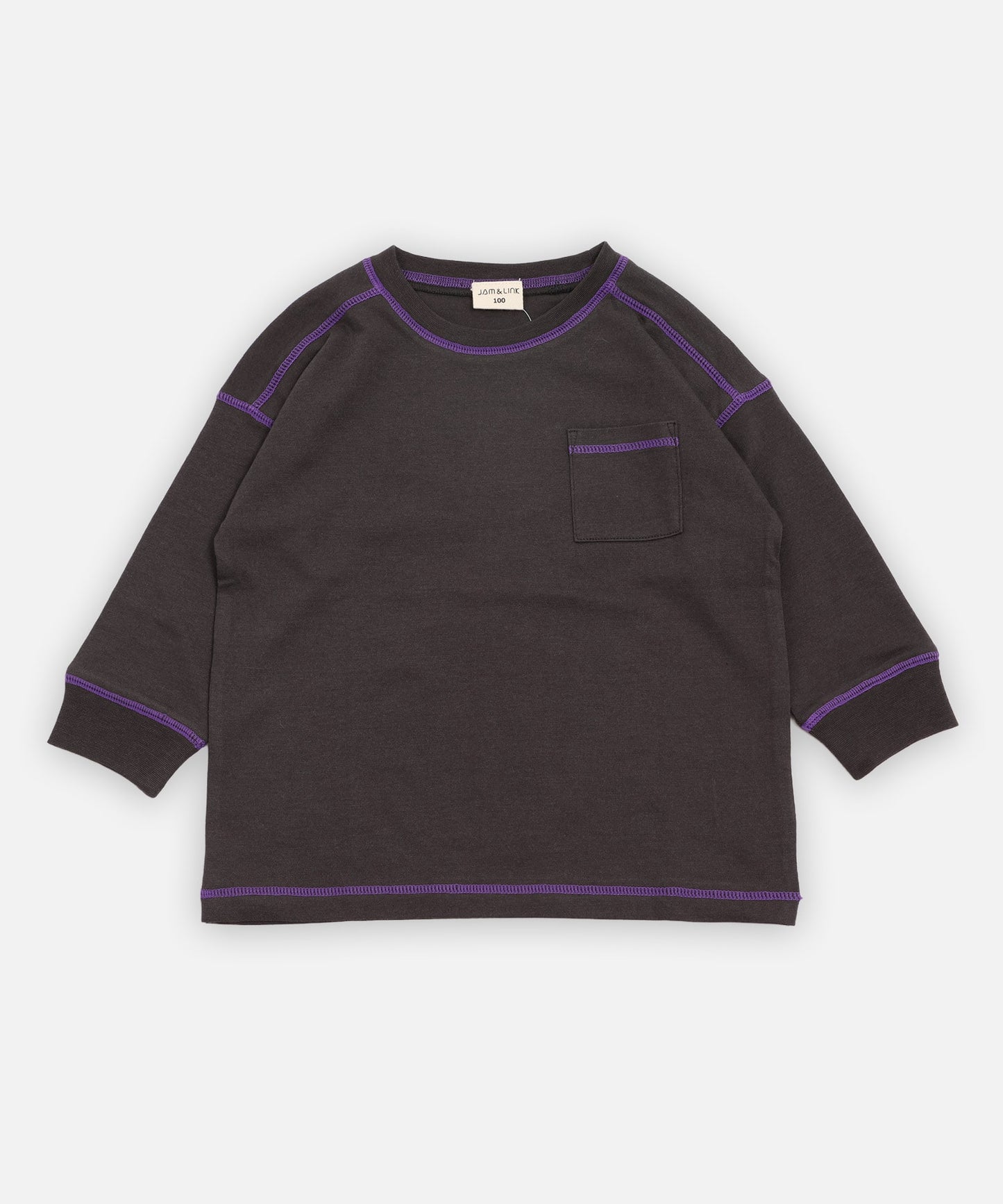 配色ステッチ長袖Tシャツ