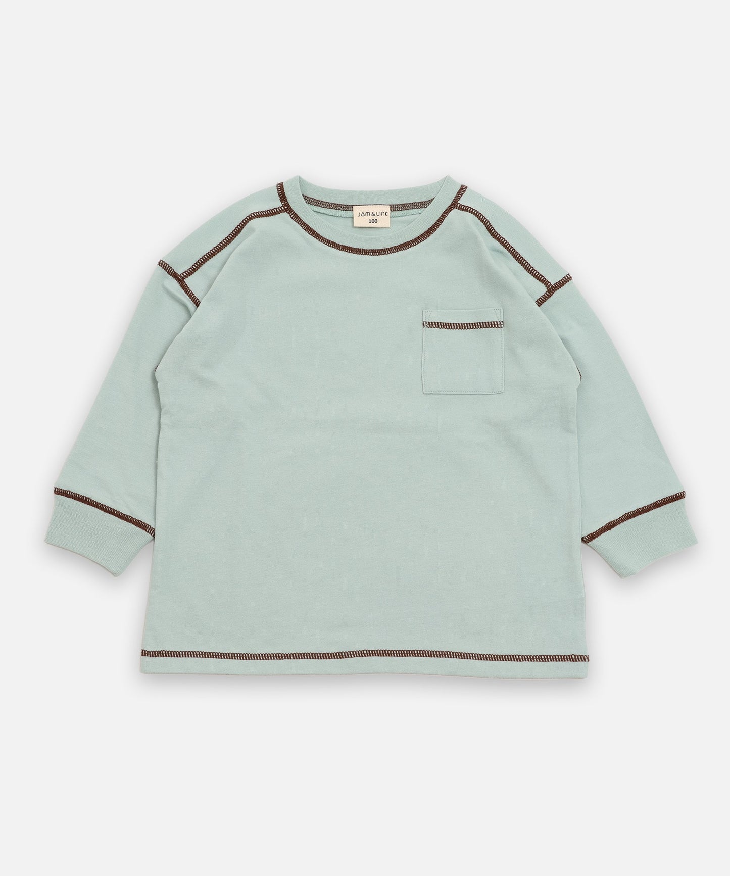 配色ステッチ長袖Tシャツ