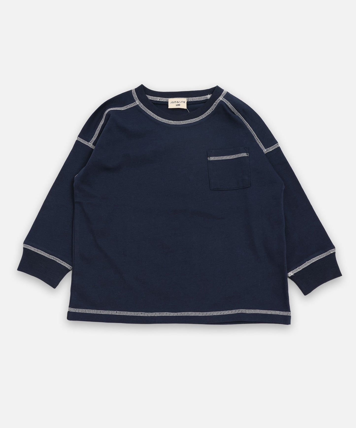 配色ステッチ長袖Tシャツ