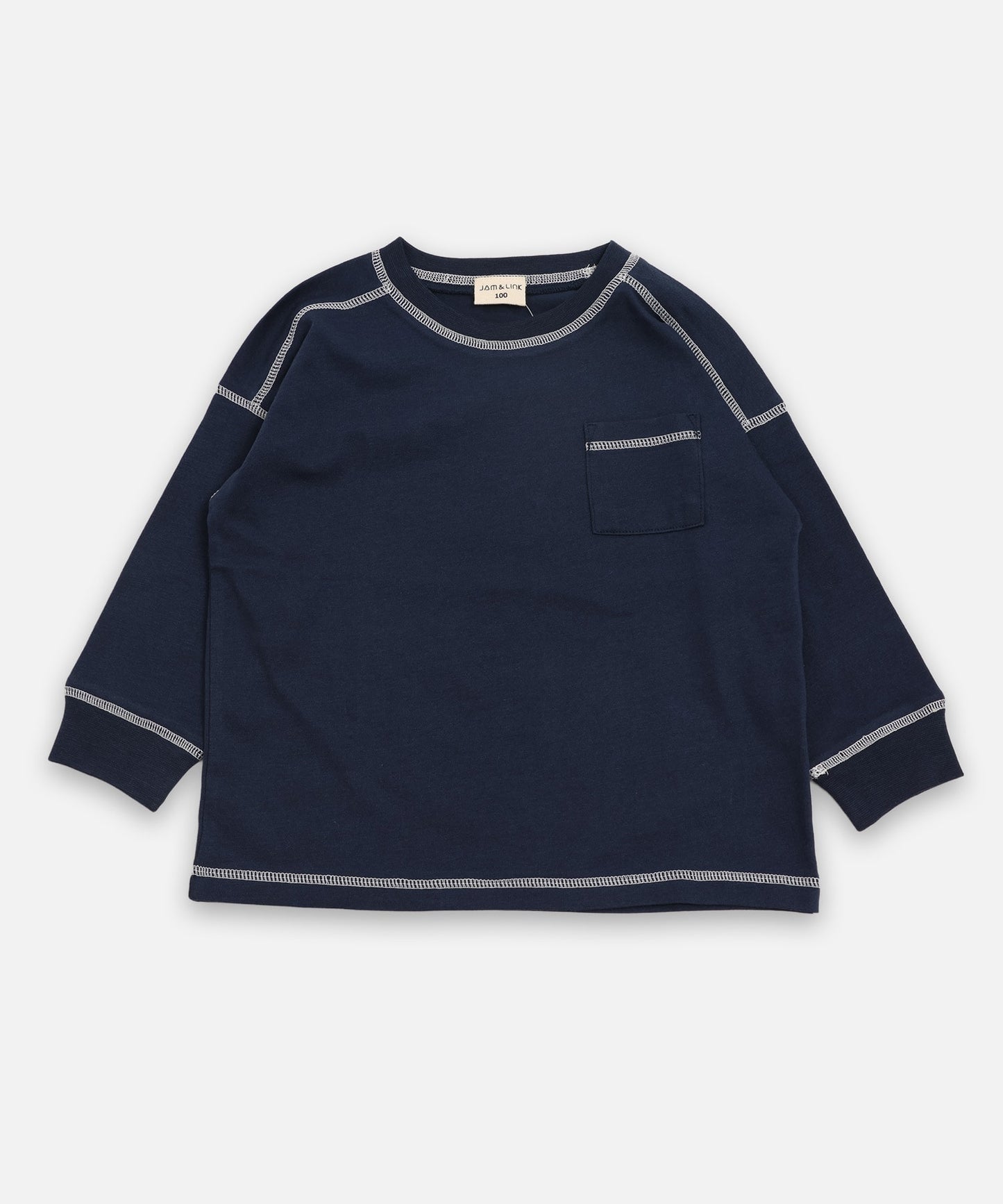 配色ステッチ長袖Tシャツ