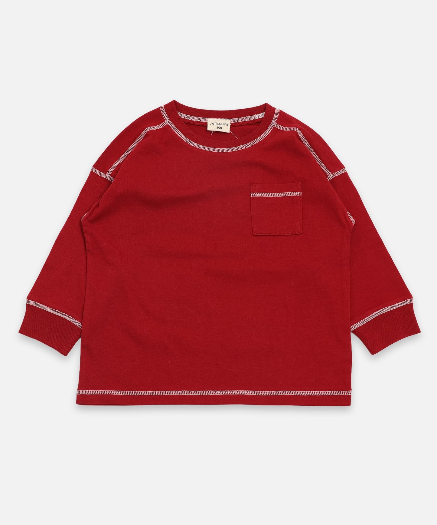配色ステッチ長袖Tシャツ