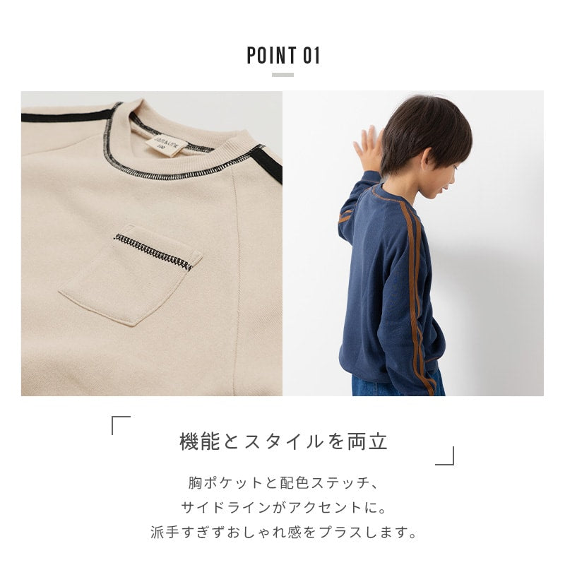 裏起毛袖ラインラグラントレーナー