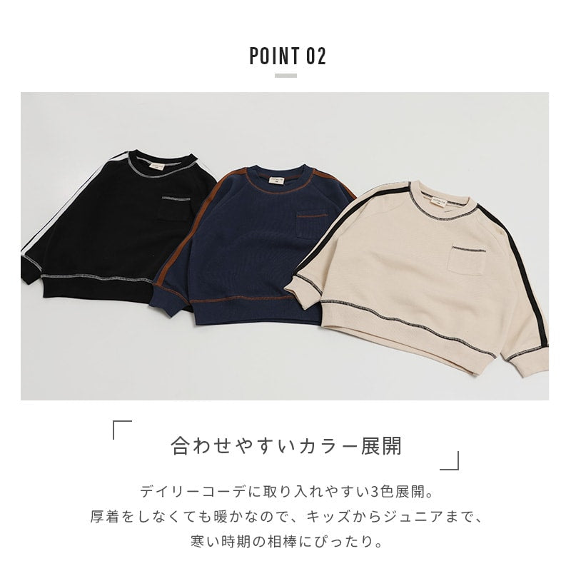 裏起毛袖ラインラグラントレーナー