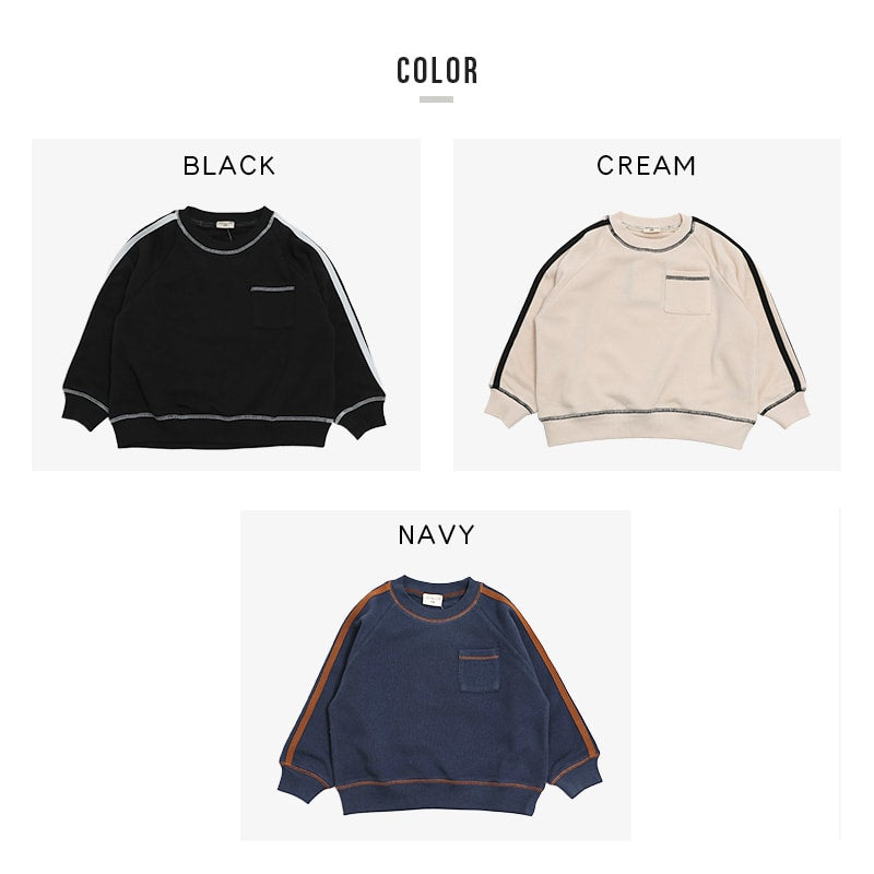 裏起毛袖ラインラグラントレーナー