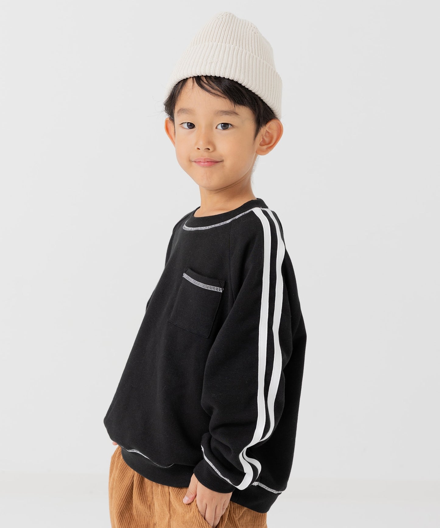 裏起毛袖ラインラグラントレーナー