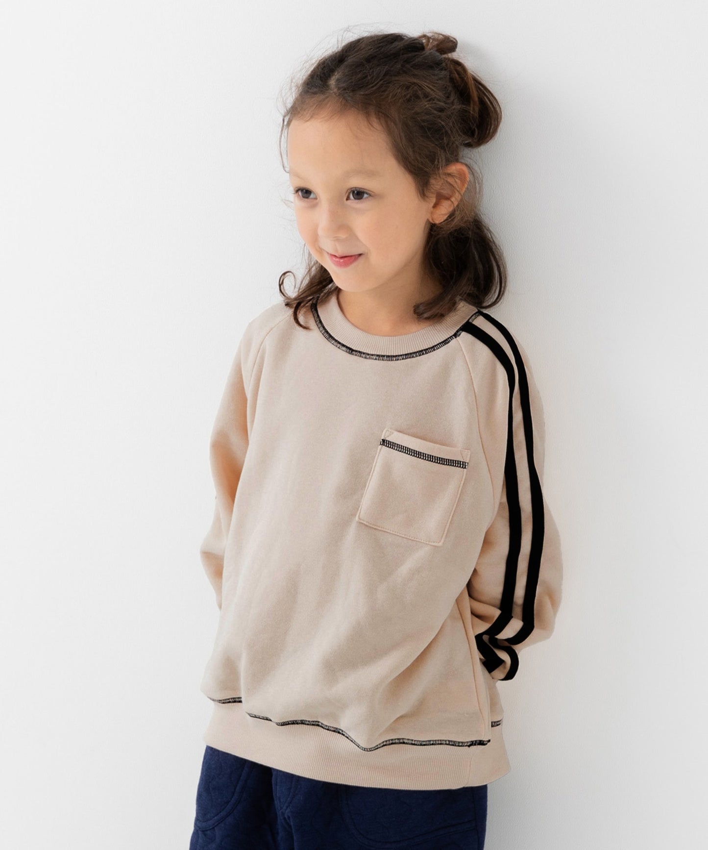 裏起毛袖ラインラグラントレーナー