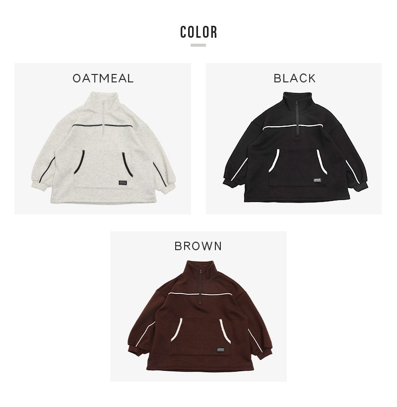 ダンボールニットハーフジップパイピングトレーナー