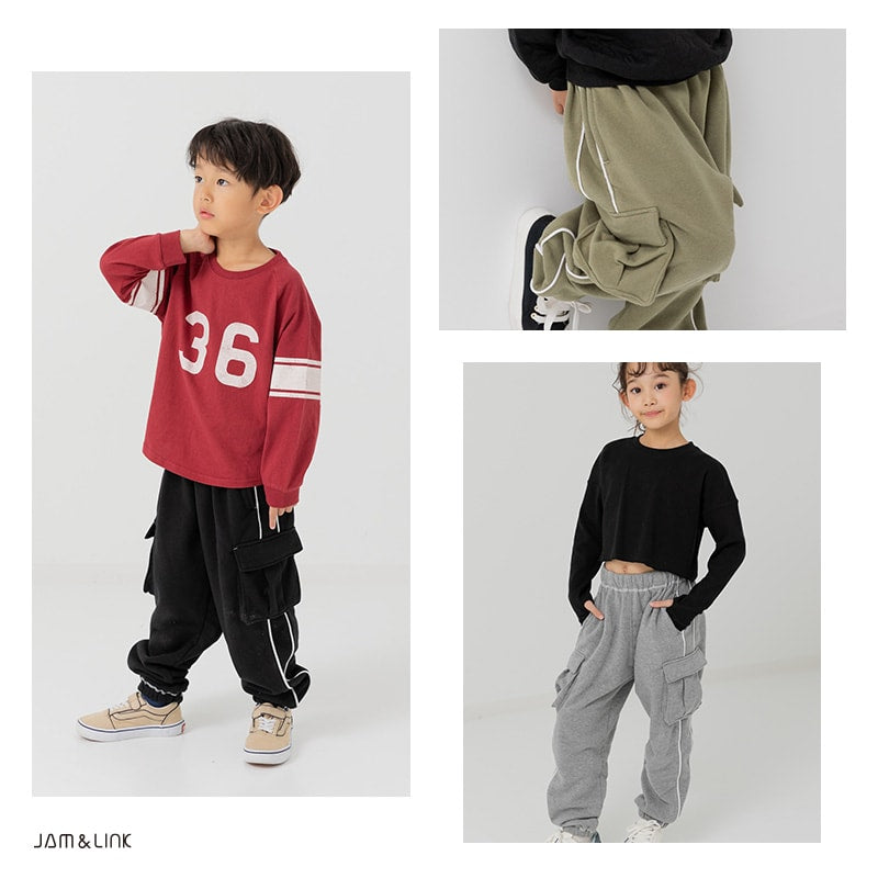 裏起毛脇ラインカーゴパンツ