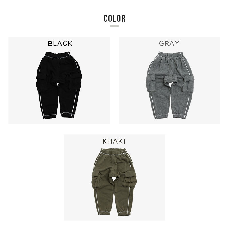 裏起毛脇ラインカーゴパンツ