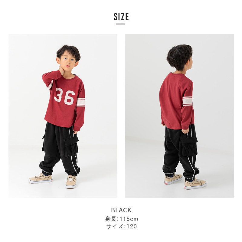 裏起毛脇ラインカーゴパンツ