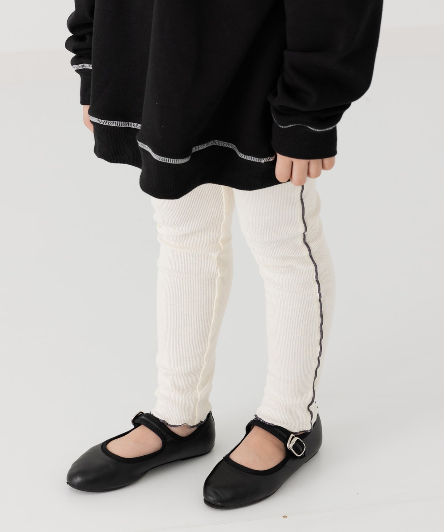 配色メロウリブ10分丈レギンス