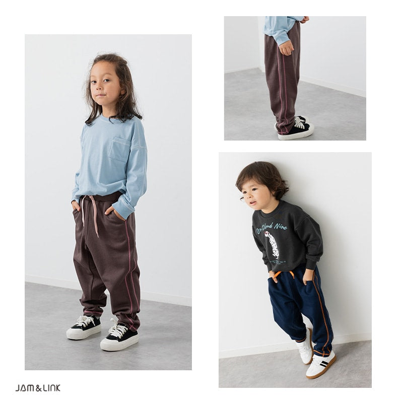 配色ステッチサルエルパンツ