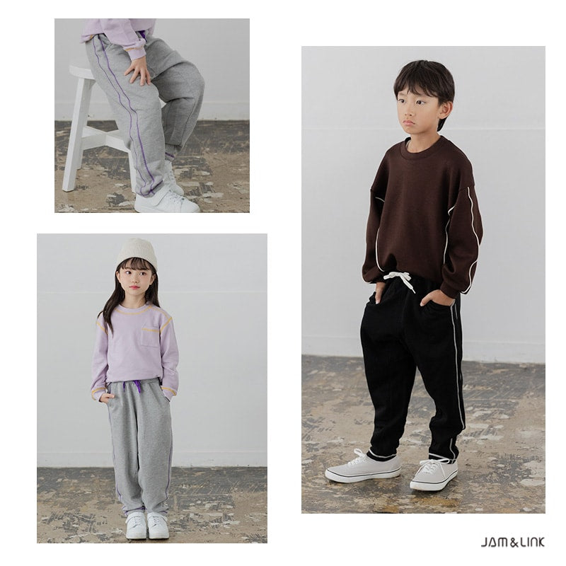 配色ステッチサルエルパンツ
