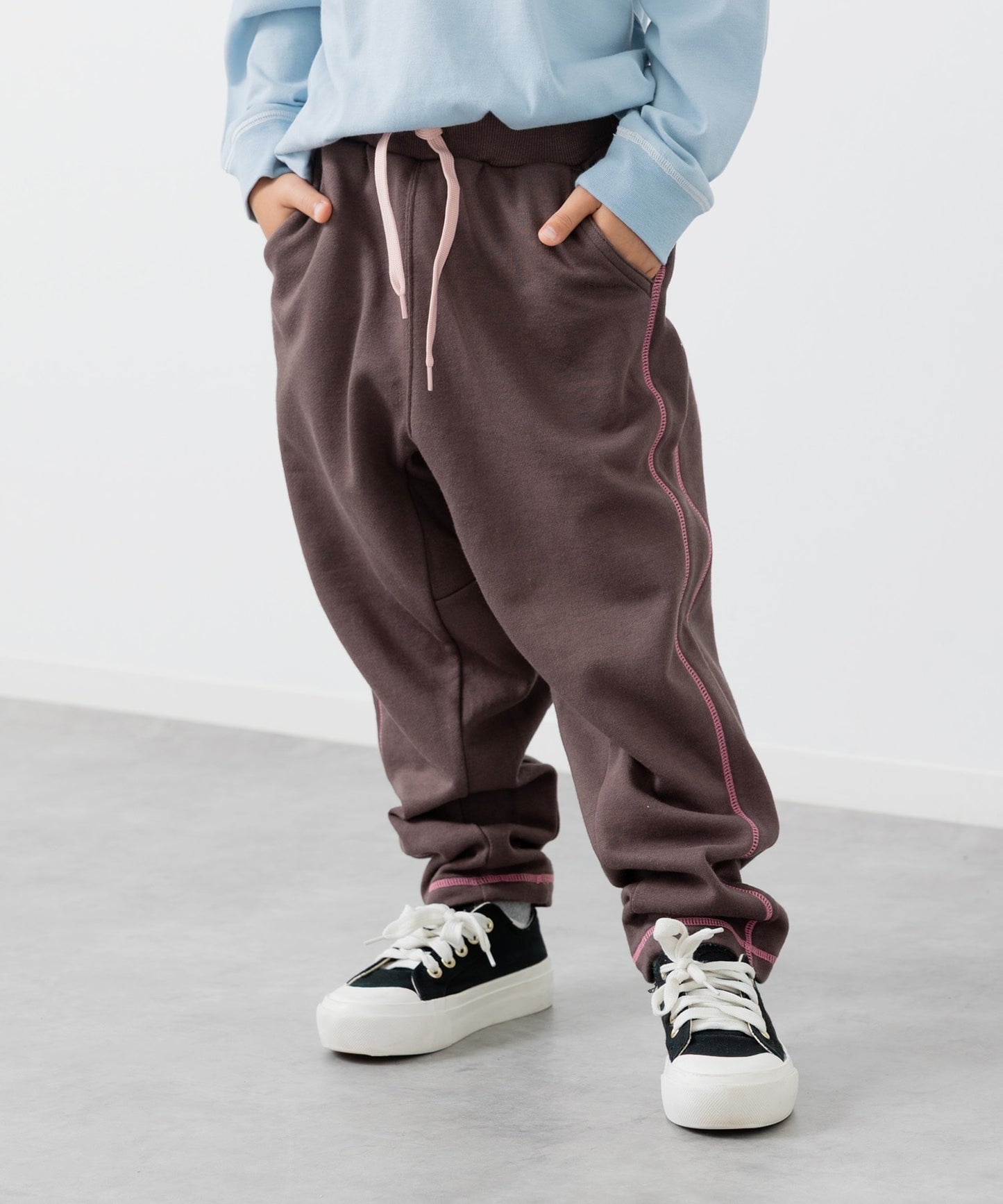 配色ステッチサルエルパンツ