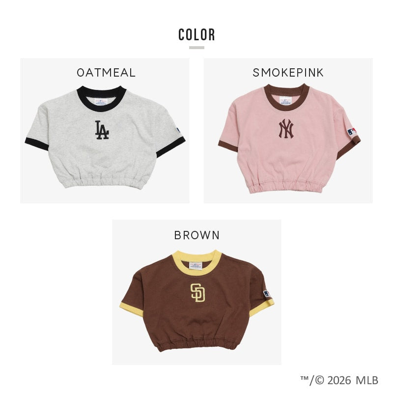 〈MLB〉ショート丈半袖Tシャツ