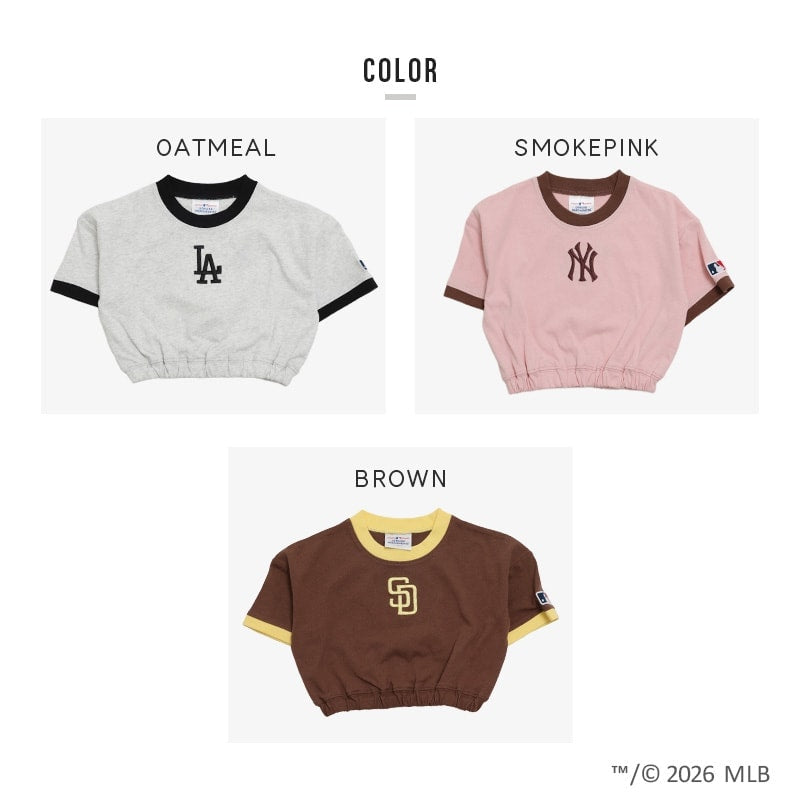〈MLB〉ショート丈半袖Tシャツ