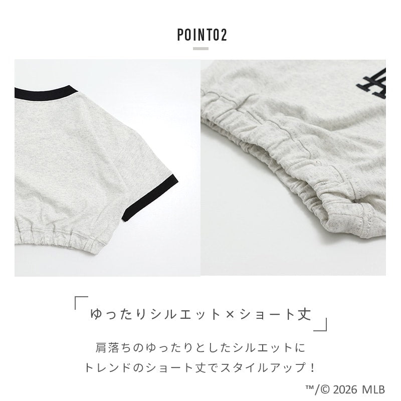 〈MLB〉ショート丈半袖Tシャツ
