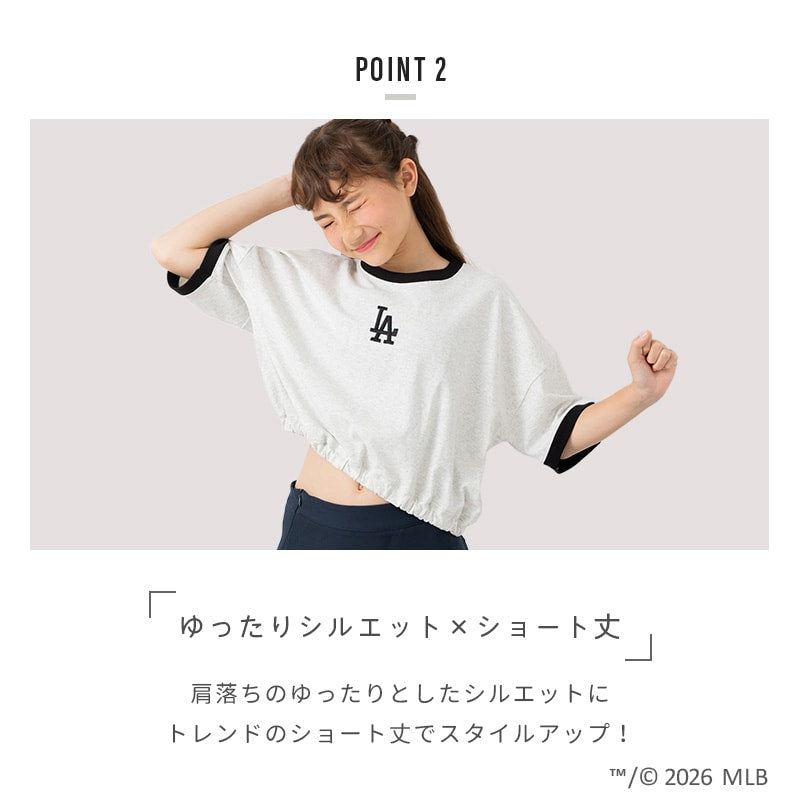 〈MLB〉ショート丈半袖Tシャツ