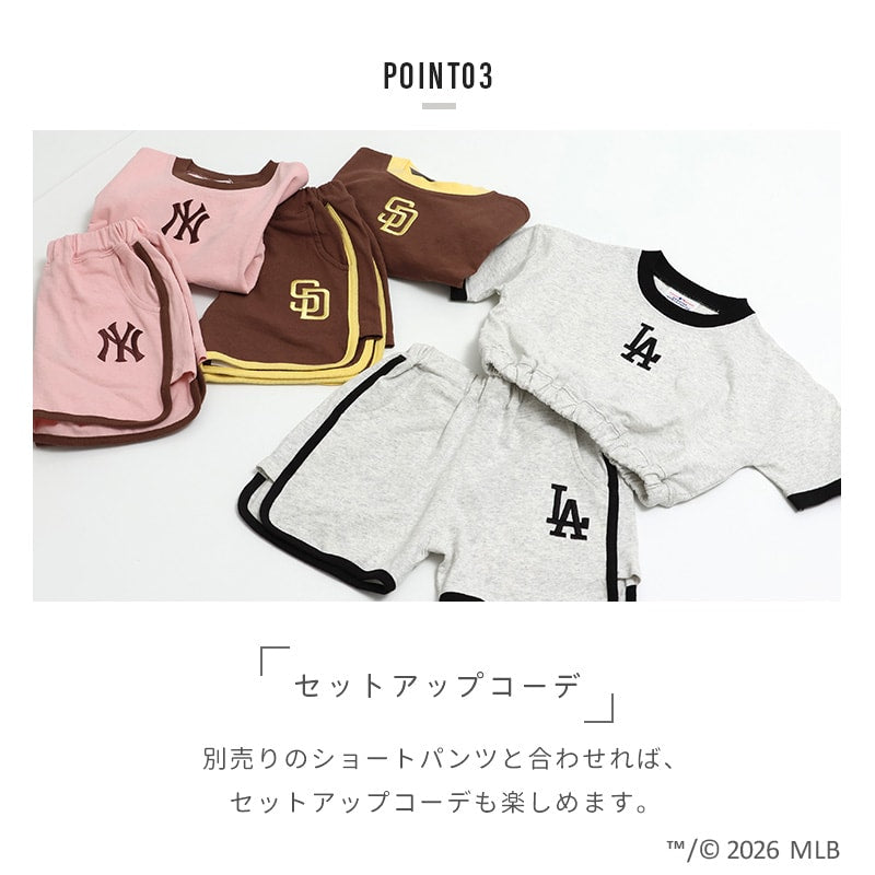 〈MLB〉ショート丈半袖Tシャツ