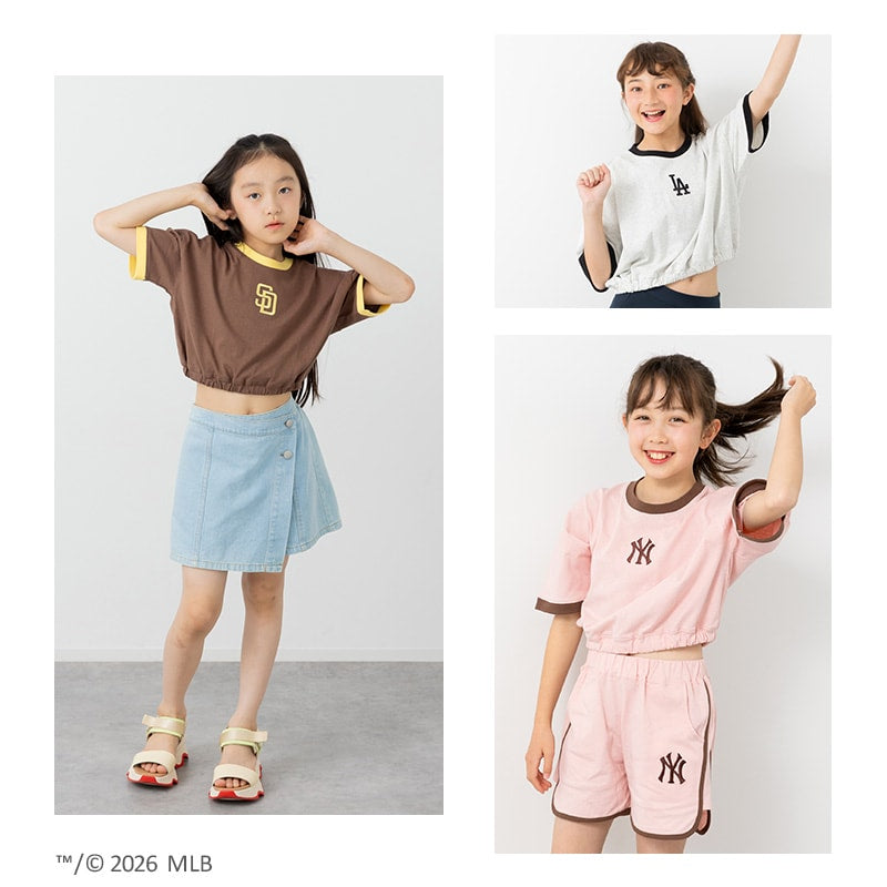 〈MLB〉ショート丈半袖Tシャツ